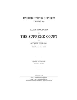 Primary view of object titled 'United States Reports, Volume 504: Cases Adjudged in The Supreme Court at October Term, 1991'.