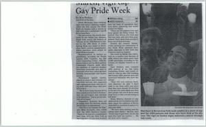 [Clipping: March, vigil cap Gay Pride Week]