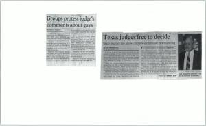 [Clipping: Groups protest judge's comments about gays]