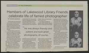 [Clipping: Members of Lakewood Library Friends celebrate life of famed photographer]