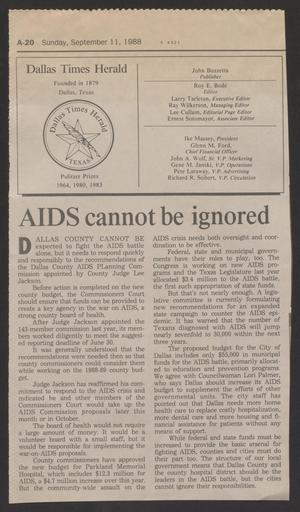 Primary view of object titled '[Clipping: AIDS cannot be ignored]'.