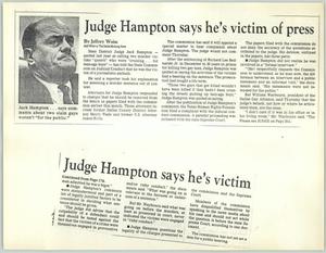 [Clipping: Judge Hampton says he's victim of press]