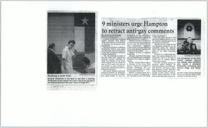 [Clipping: 9 ministers urge Hampton to retract anti-gay comments]