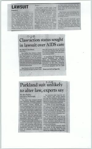 [Clipping: Class-action status sought in lawsuit over AIDS care]