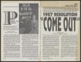 Thumbnail image of item number 3 in: '[Clipping: 1987 Resolution "Come Out"]'.