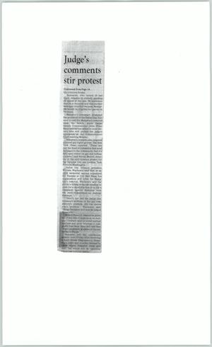 [Clipping: Judge's comments stir protest]