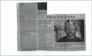 [Clipping: Dying for justice: AIDS suit may outlive patients who filed it]