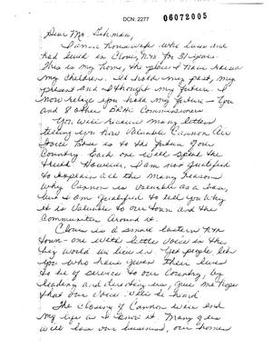 Letters from Jan McKay to Commission concerning the closure of Cannon AFB
