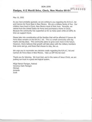 Letter from Patrick Flanigan to Commission regarding Cannon AFB