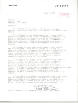 Letter from W.W. Toliver to Commission re Cannon AFB