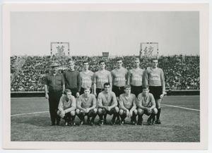 Primary view of object titled '[Dallas Tornado Soccer Club in stadium]'.