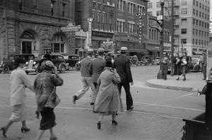 [Photograph of pedestrians in downtown Fort Worth]
