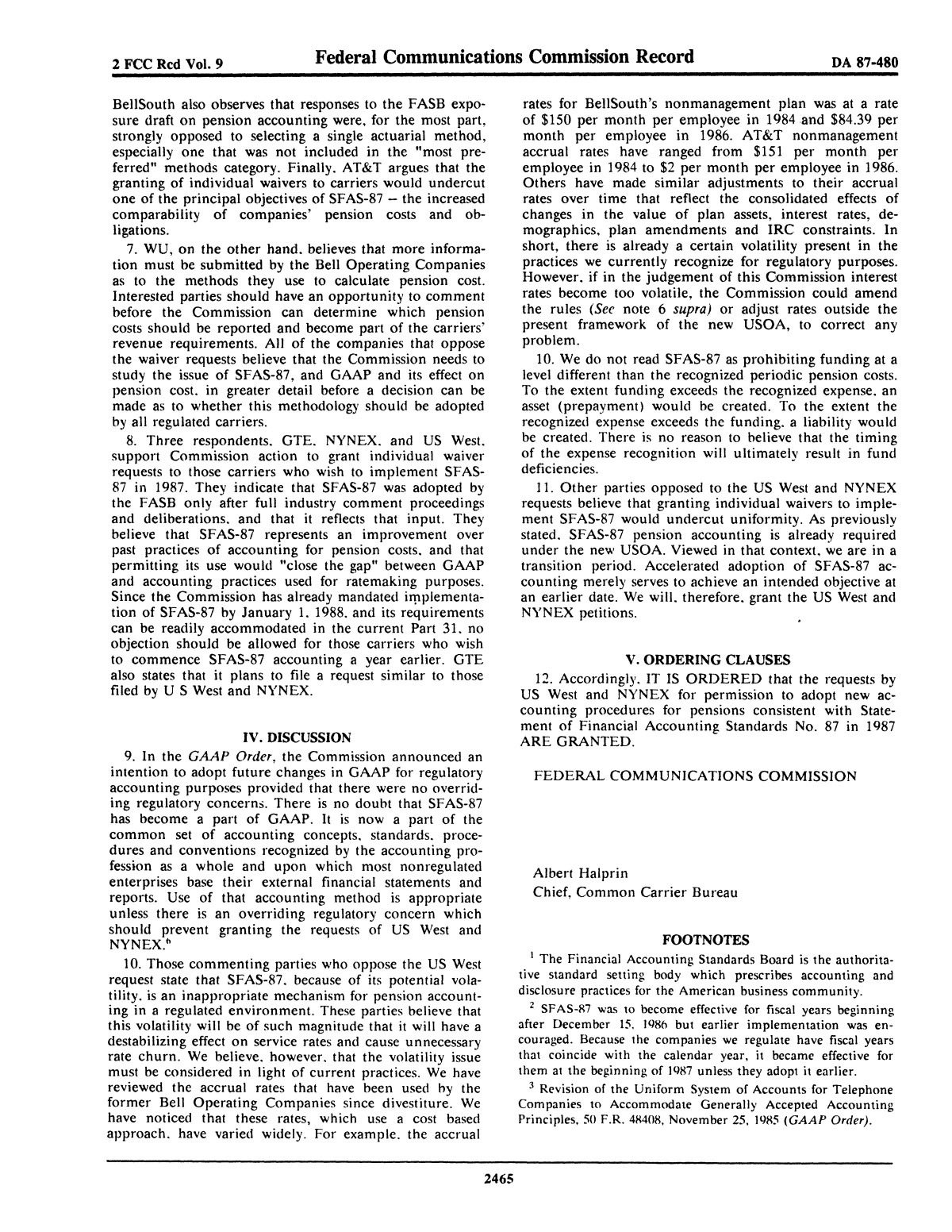 FCC Record, Volume 2, No. 9, Pages 2437 to 2750, April 27 - May 8, 1987
                                                
                                                    2465
                                                