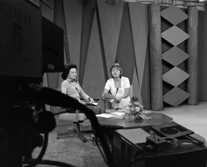 [Bobbie Wygant and Bertha Hem seated on set photo]