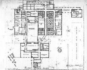 [Photograph of the first story floorplan of the WBAP building]