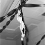 Primary view of [Photograph of a bra and streamers hanging from a ceiling]