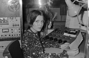 [Photograph of Gaye Smith in a radio studio, 2]