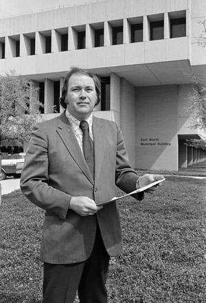 [Bill Hix in front of court house]