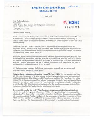 Letter from Washington Senators Patty Murray and Maria Cantwell, and Reps Norm Dicks and Adam Smith to Chairman Principi dtd 17JUN05