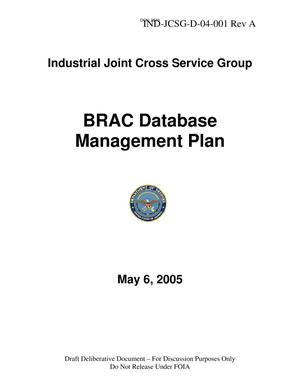 Industrial Cross Service Group - BRAC Database Management Plan
