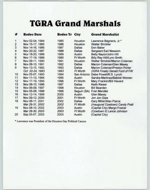 Primary view of object titled 'TGRA Grand Marshals'.