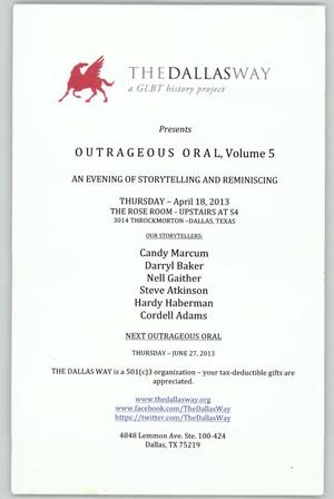 Primary view of object titled 'Outrageous Oral, Volume 5'.