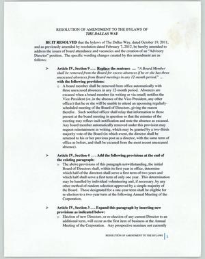 Resolution of amendments to the bylaws of the Dallas Way