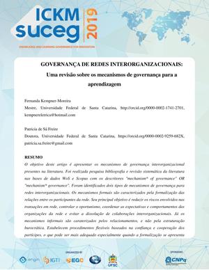 Governança de Redes Interorganizacionais: Uma revisão sobre os mecanismos de governança para a aprendizagem