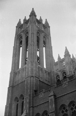 [Photograph of the tower of a church]