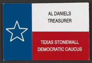 Primary view of object titled '[Name-tag for treasurer Al Daniels]'.
