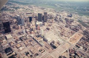 [Aerial view of Downtown Dallas]