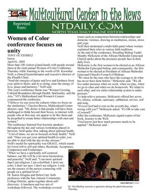 Multicultural Center in the News, April 1, 2005