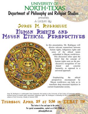 [Human Rights and Mayan Ethical Perspectives flier]