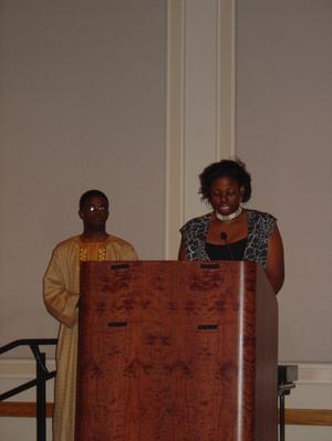 [Two student speakers at BHM banquet 2006]