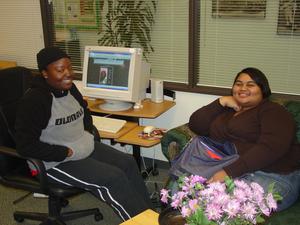 [Shay King and Ebony Brown sitting in the Multicultural Center]