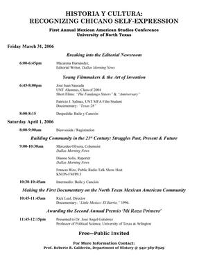 [First Annual Mexican American Studies Conference agenda]