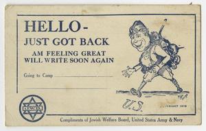 Primary view of object titled '[Hello, just got back]'.