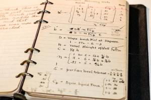 [Byrd notebook with construction measurements]