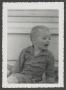 Photograph: [Photograph of Albert in a striped outfit, 2]