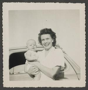[Photograph of Georgia Stiles with baby Paul]