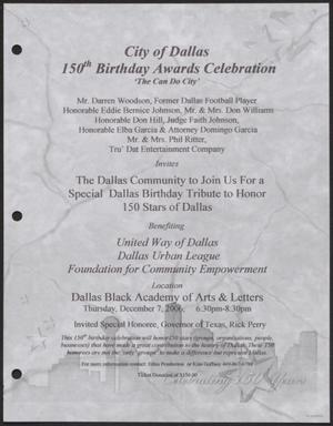 [Flyer: 150th Birthday Awards Celebration]