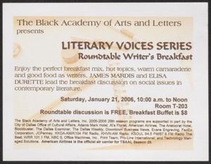 [Flyer: Literary Voices Series]