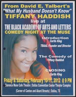 Primary view of object titled '[Flyer: Comedy Night at the Muse]'.