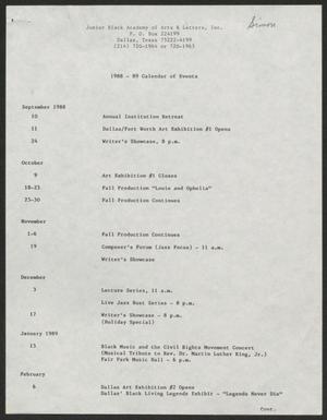 [1988-89 Calendar of Events]