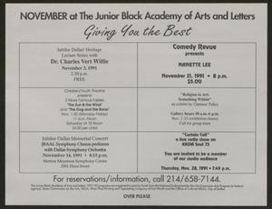 [November at The Junior Black Academy of Arts and Letters: Giving You the Best]