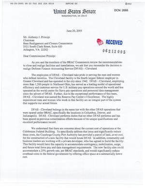 Letter from Ohio Senators Mike DeWine and George Voinovich to Chairman Principi dtd 20JUN05