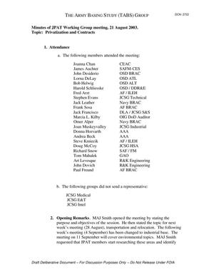 Minutes of JPAT Working Group meeting, 21 August 2003.