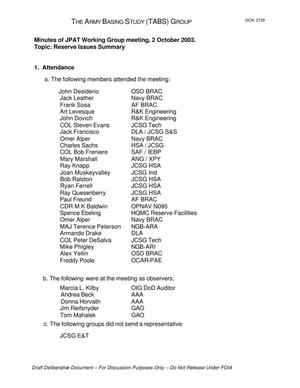 Minutes of JPAT Working Group meeting, 2 October 2003.