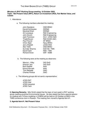 Minutes of JPAT Working Group meeting, 16 October 2003