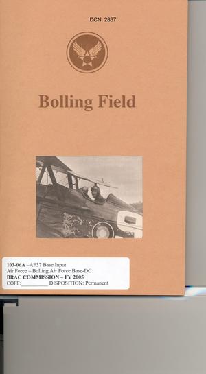 Base Visit Input: Bolling AFB, DC; Bolling Field History